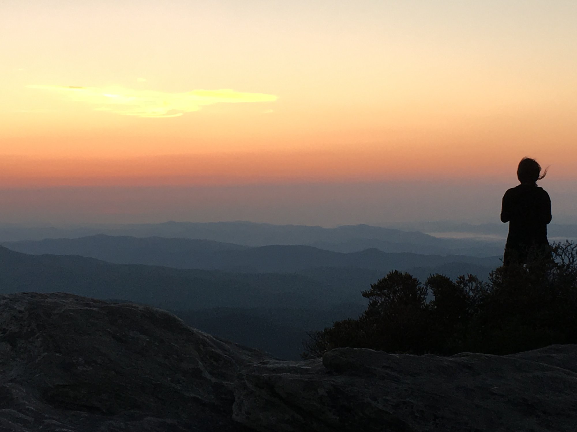 Sunset over NC High Country layered ridges